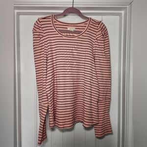 Mauve Pink and Burgundy Striped Long Sleeve Tee